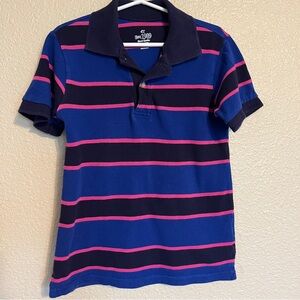 The Children’s Place Boy’s Size 4T Navy Blue w/ Blue & Pink Stripes Polo Shirt